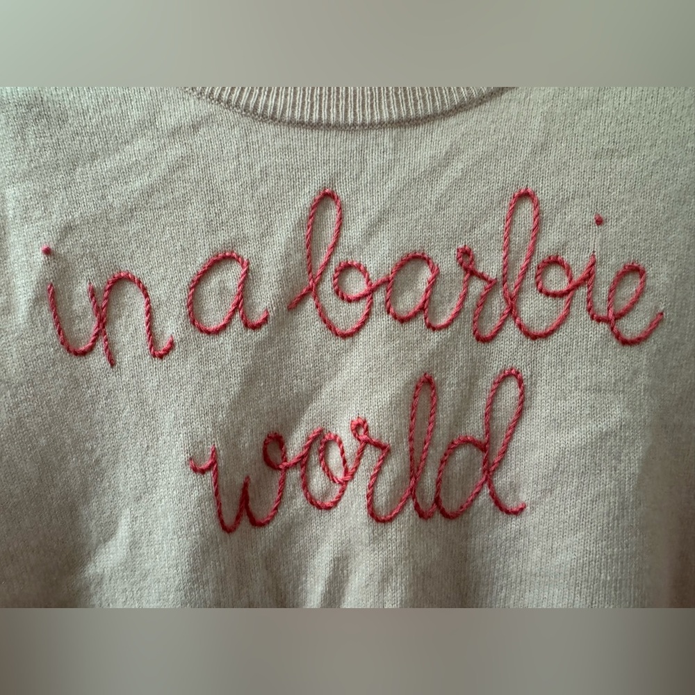 Lingua Franca Pink Cashmere Sweater with Embroidery - Picture 2 of 4